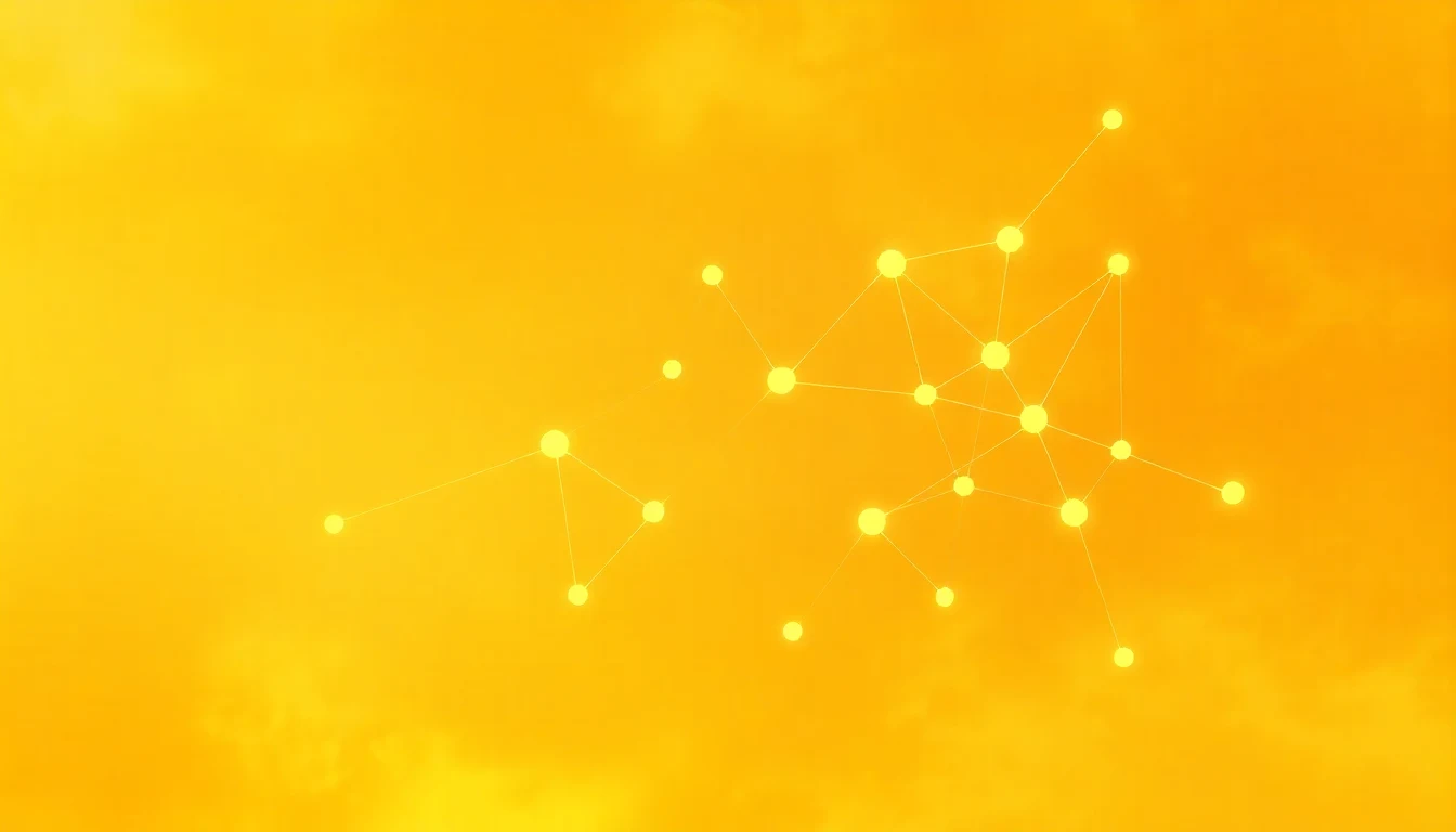 Abstrakte Konstellation aus goldenen Knotenpunkten und sanften Verbindungslinien