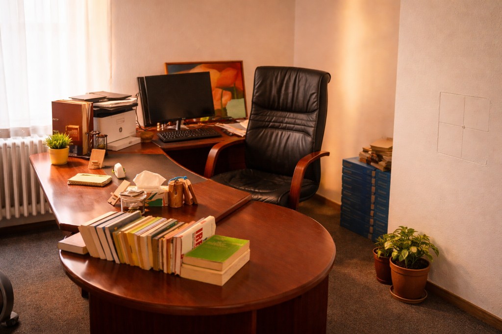 Therapieraum für systemische Einzeltherapie und Beratung in Berlin-Schmargendorf, Bezirk Wilmersdorf: einladender Gesprächsraum mit Schreibtisch und natürlichem Licht.